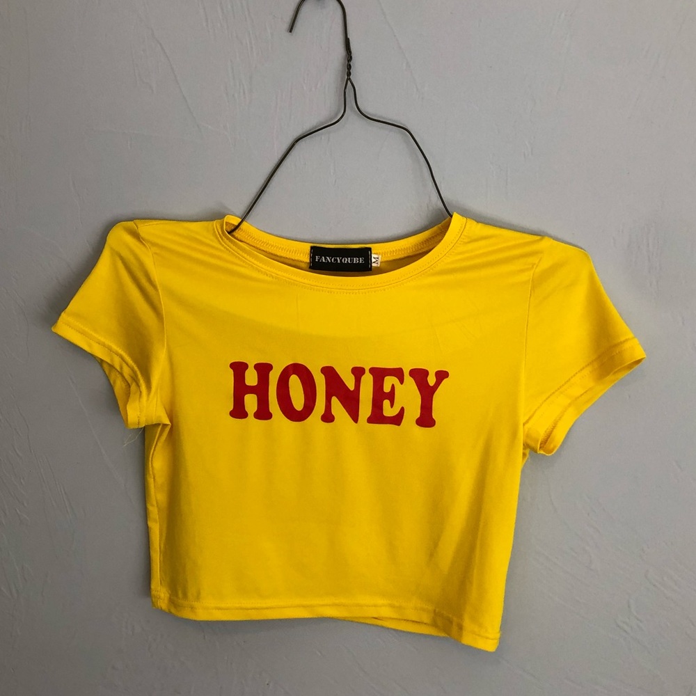 fancyqube yellow and red honey crop top